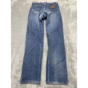 Wrangler Jeans Mens 33x35 Blue Cowboy Cut Original Fit Western 13MWZ Denim Logo